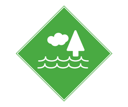 Icon showing water, clouds and trees