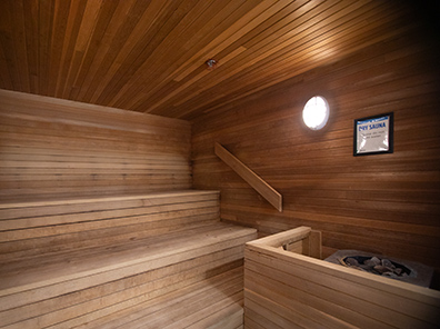 Photo of the inside of sauna at Fountain Park