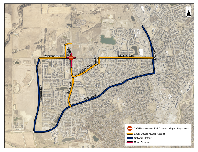 map of detours and alternate routes available during road closure