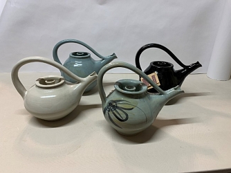 Four teapots by Diane Gwilliam
