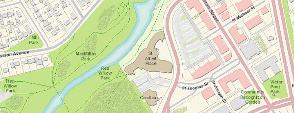 A map of Downtown St. Albert from our LandScape system