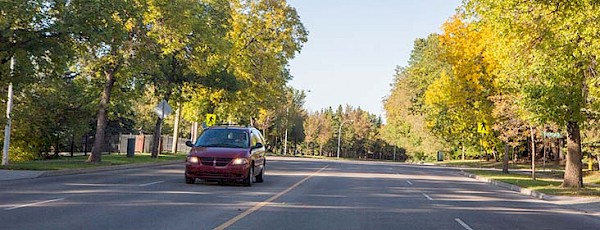 Van on street in St. Albert