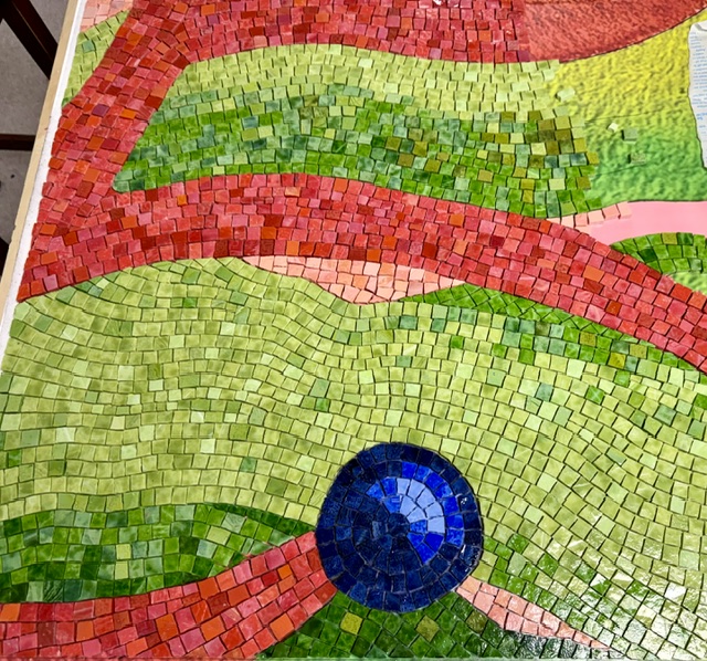 green and red mosaic portion