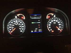 Photo of the driver's view on an electric bus