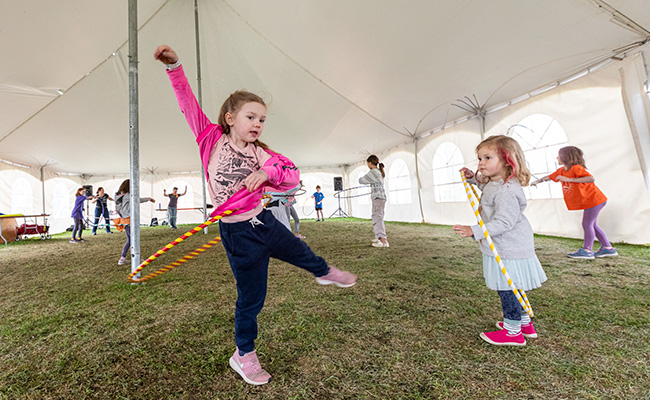 Children hoola-hooping