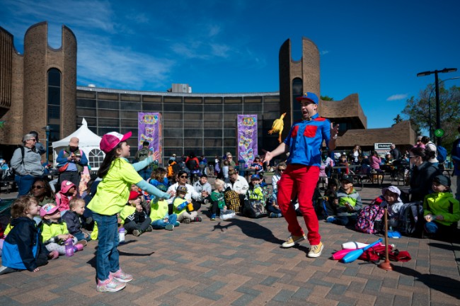 Juggling in front of crowd