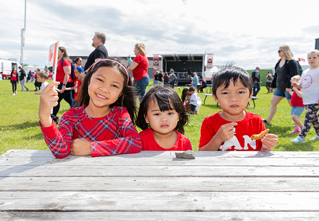 Kids outside on Canada Day