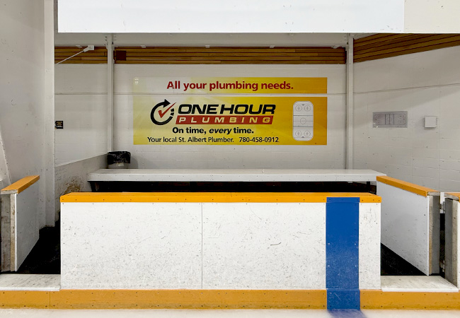 Advertisement behind penalty box