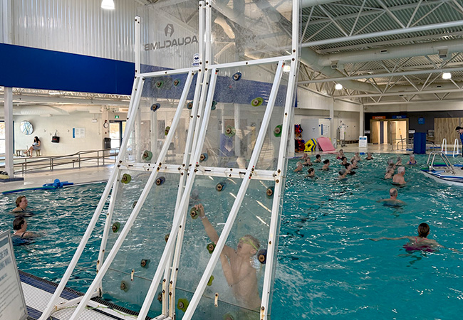 Climbing wall at Fountain Park Pool