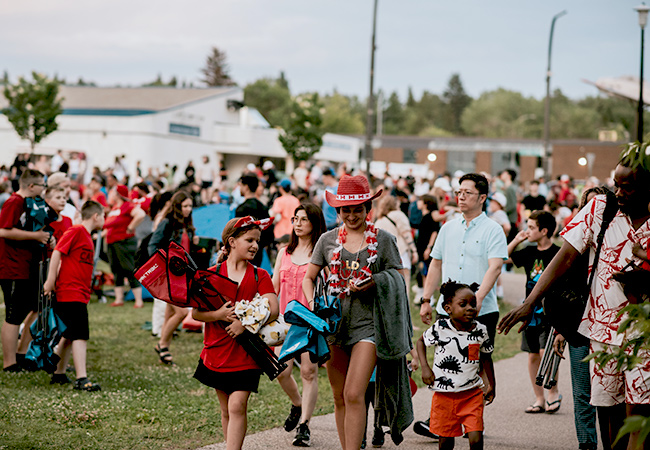 Many people outside on Canada Day