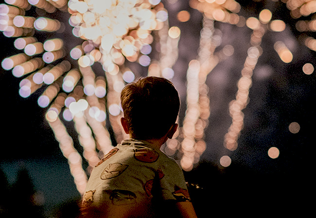 Kid watching fireworks