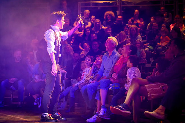 Mario the Maker Magician performing