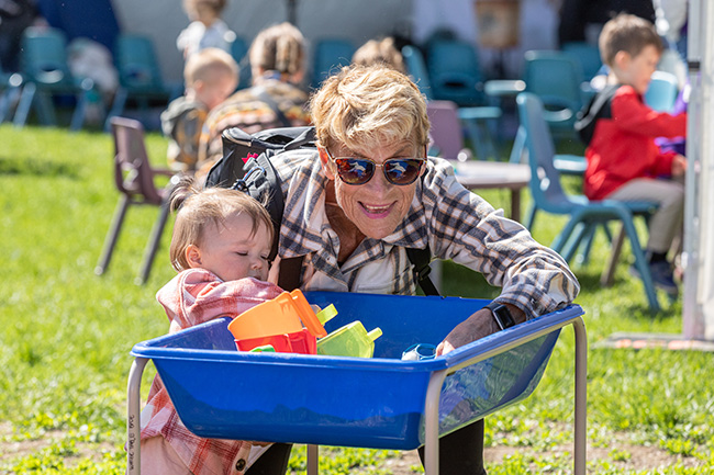 Grandparent and toddler playing