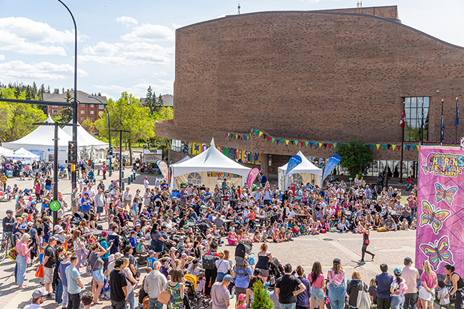 Outdoor performance with large crowd