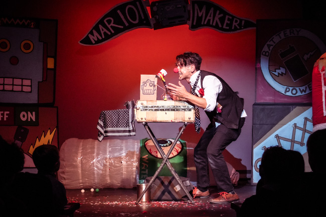 Mario the Maker Magician performing