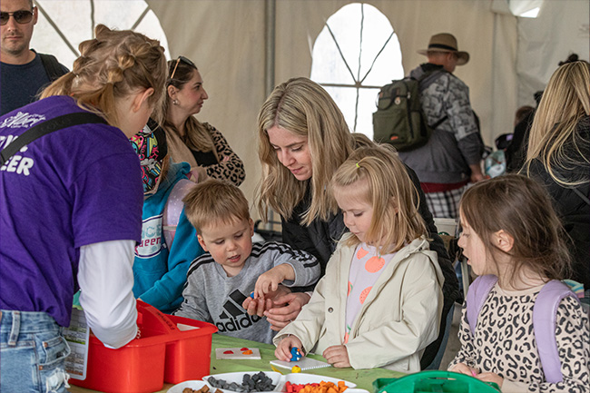 Family doing art projects