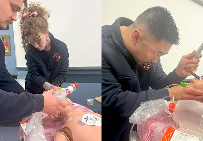 People training on a dummy