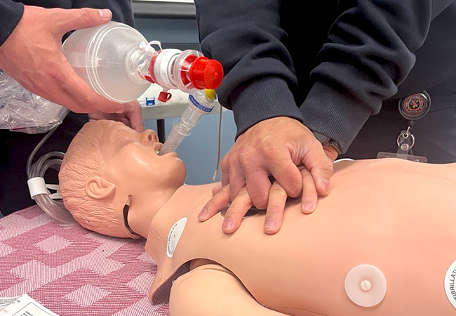 People training on a dummy