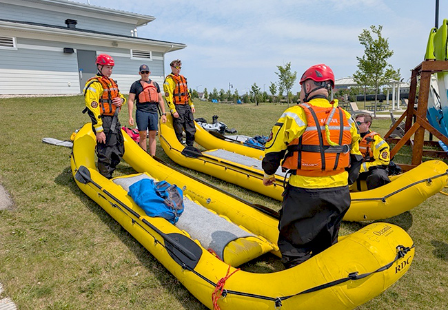 People training in inflatable rafts