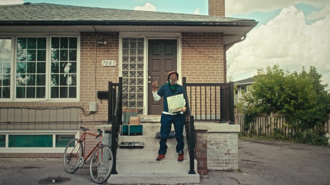 A person on a front step