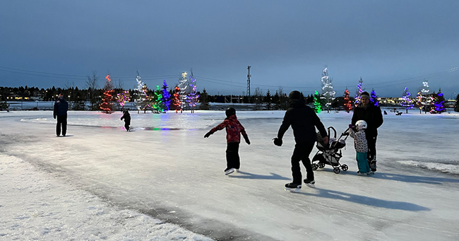 People skating at the Rotary Park Freezeway