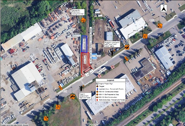 Map showing Riel Drive Construction
