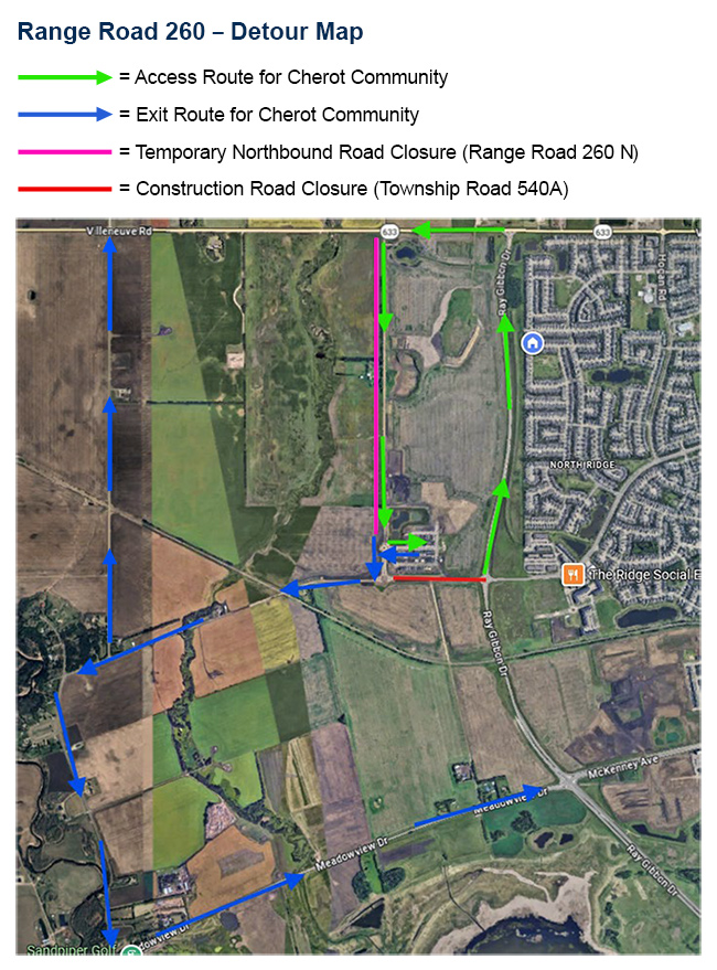 Range Road 260 – Temporary One-Way South Bound Traffic Map