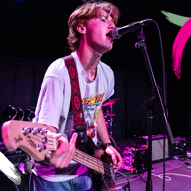 Musician on stage singing