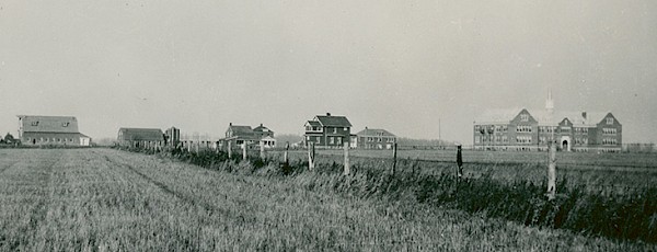Poundmaker residential school with other houses and barns