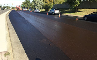 Traffic diverted around some paving work